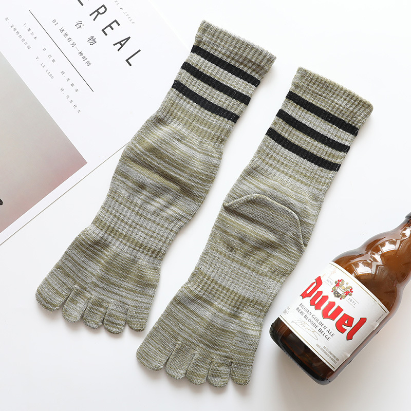 Men Dongkuan Cotton Toe Socks In Two Bar Tube Retro Toe Socks Socks